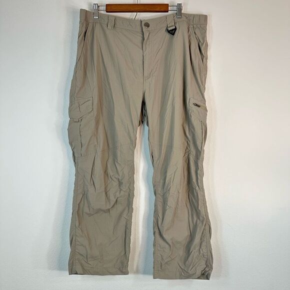 Columbia Omni-Shade Tan Nylon Hiking Pants Mens 40W Gropcore Outdoor Utility - Picture 1 of 12